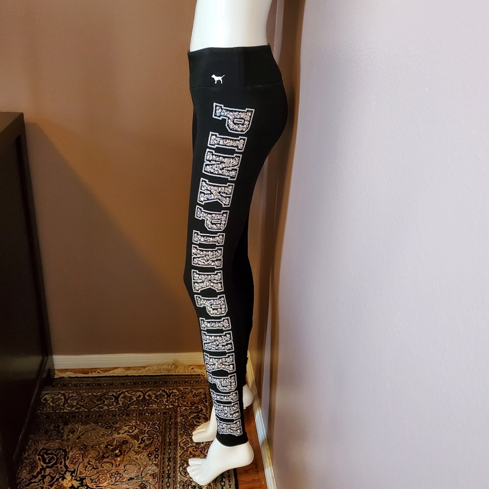 VS PINK Yoga black beads & stones logo legging XS
